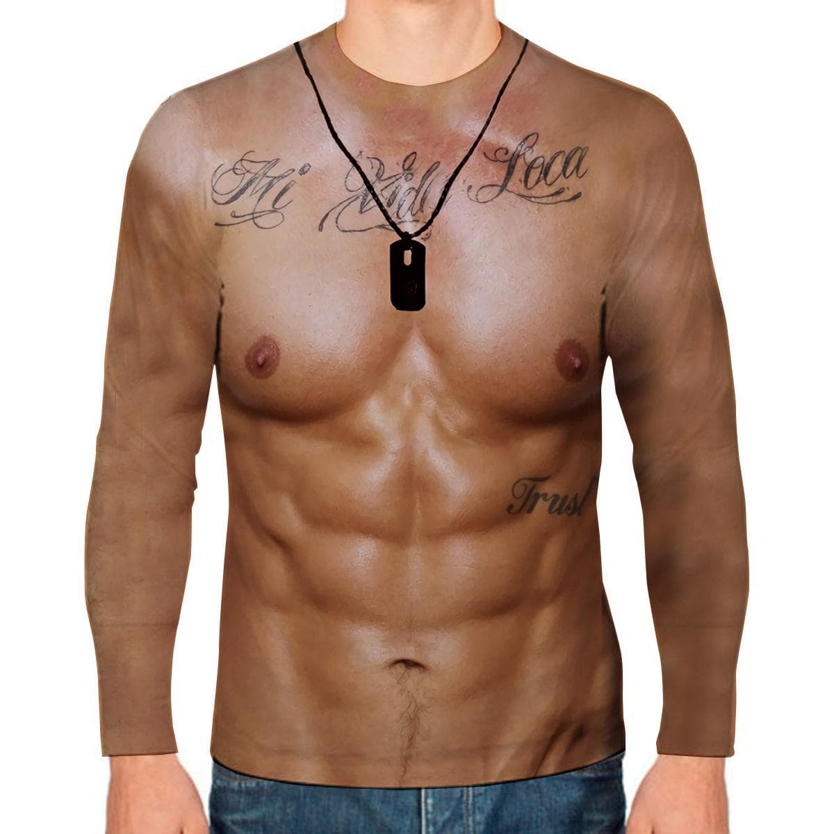 Fake Muscle Funny 3D Print T-Shirts Men Woman Long Sleeve T Shirt Hip Hop Streetwear Harajuku Pullovers Tees Tops Kids Clothing L