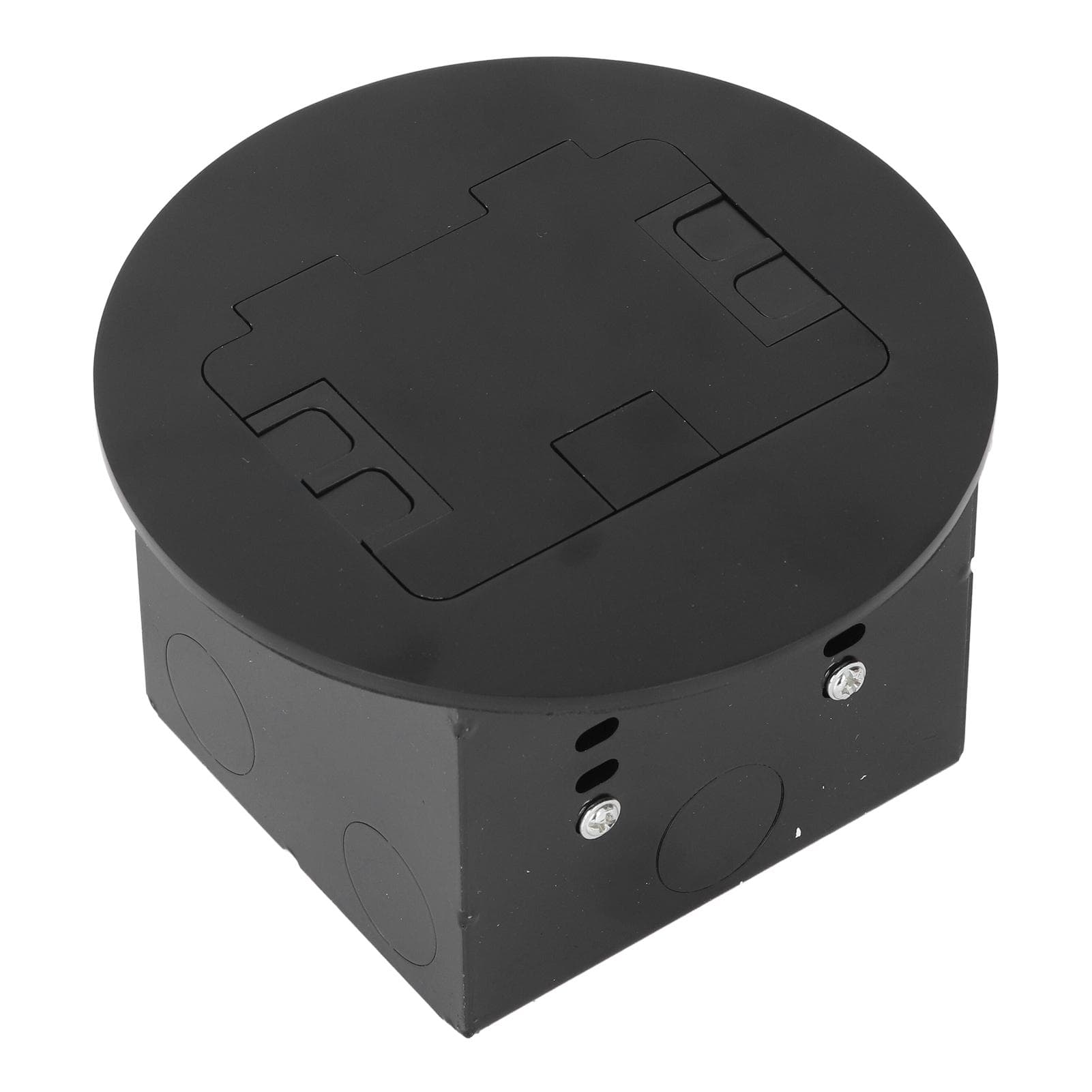 Floor Power Socket Box 20A 3 Prong Hole Stainless Steel Round Recessed Floor Outlet Box Black
