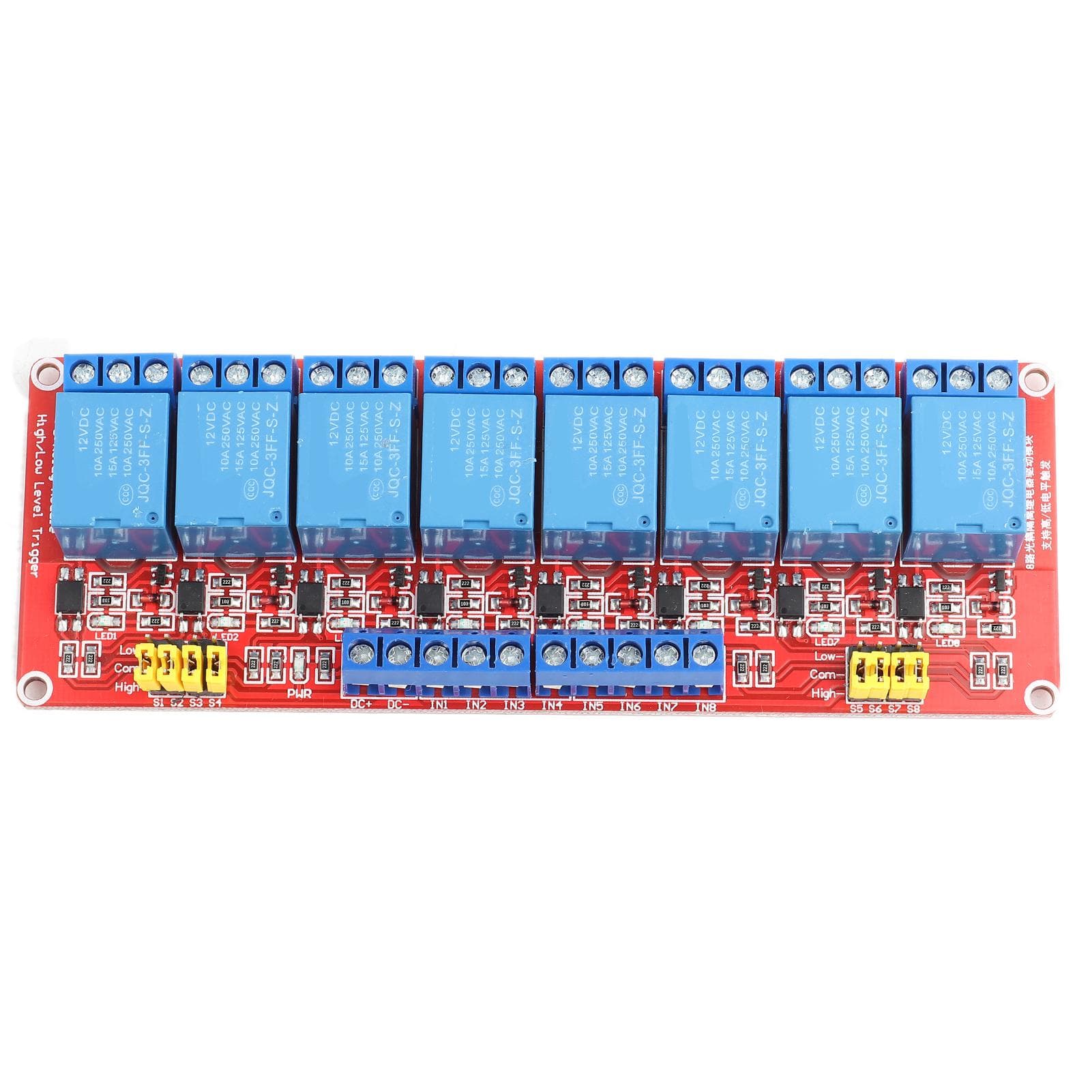 DC 12V 8?Channel High Low Level Dyal Ttigger Relay Module Board