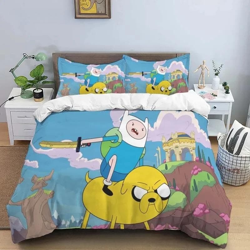Cartoon Adventure Time Finn And Jake Duvet Cover Comforter Bed Single Twin Full Queen Size 3d Youth Girl Boys Gift 150X200cm-3pcs