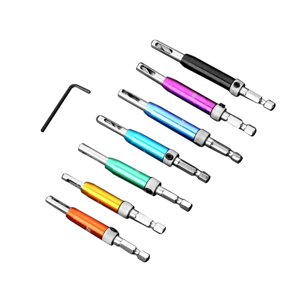 7pcs HSS Door Self-centering Hinge Drill Bit Set Hinge Tapper Hole Puncher Woodworking Tools with multicolour