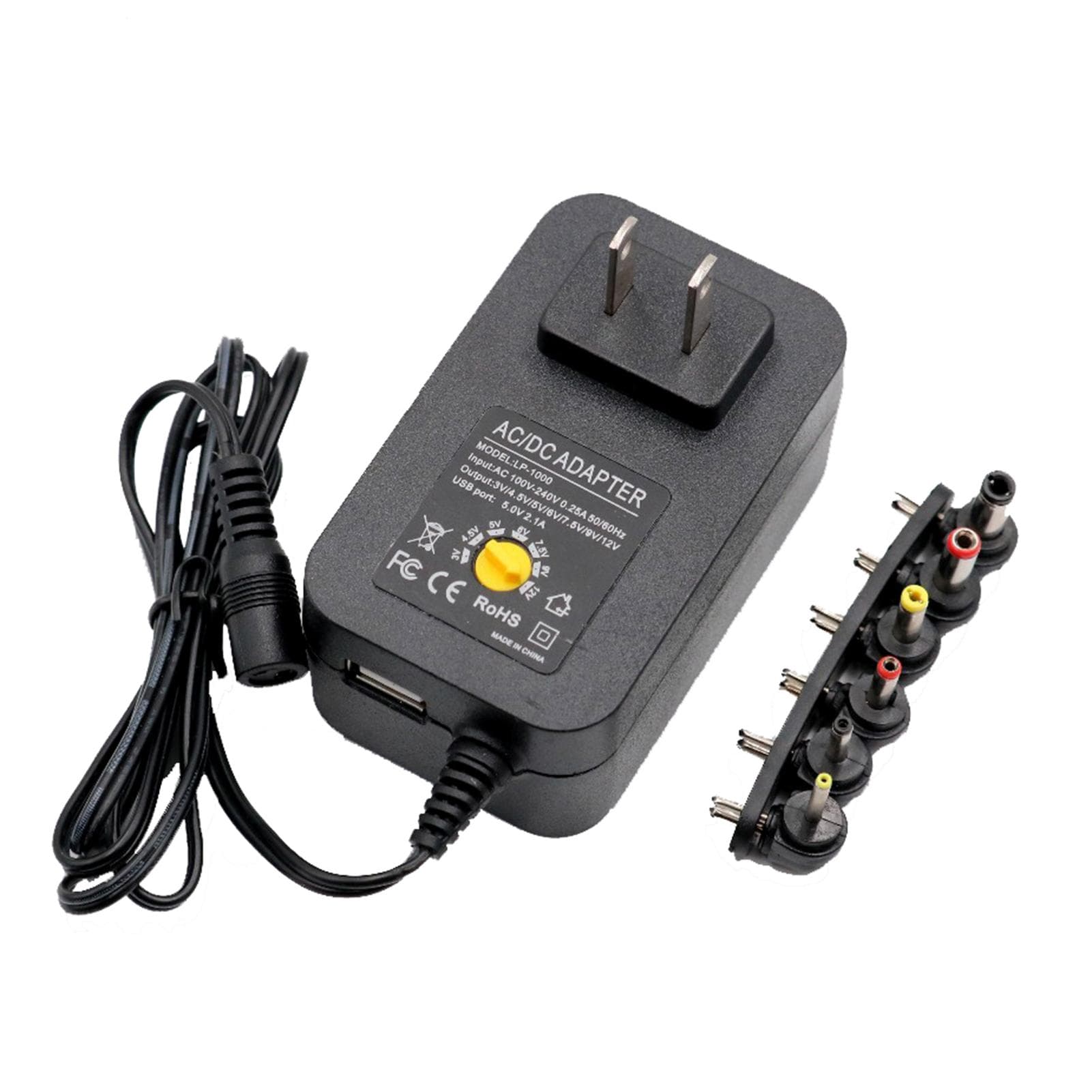 3V 4.5V 5V 6V 7.5V 9V 12V 2A 2.5A AC/DC Adapter Adjustable Universal Power Adapter 30W US Plug