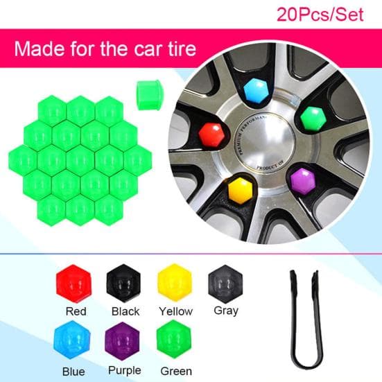 Car Top Nut Covers 20Pcs Car Wheel Lug Bolt Caps Removal Tool 19mm purple