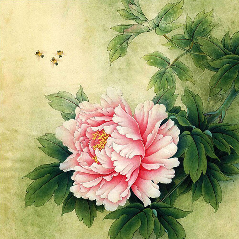 Diy 5d Diamond Painting Peony Flowers Cross Stitch Full Round Diamond Mosaic Kits Diamond Embroidery 30x30CM