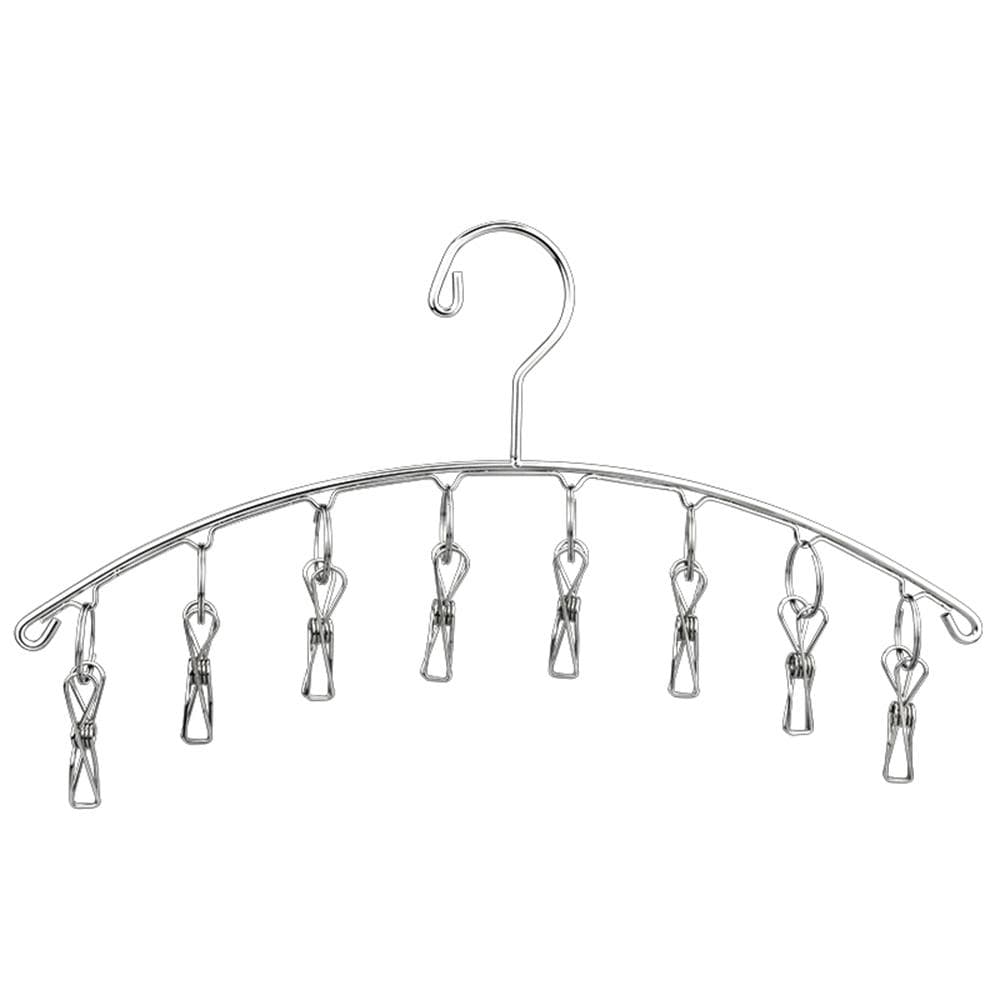 Clothes Hanger 8 Clips Stainless Steel Windproof Clothespins Clothes Drying 8 clip drying rack silver