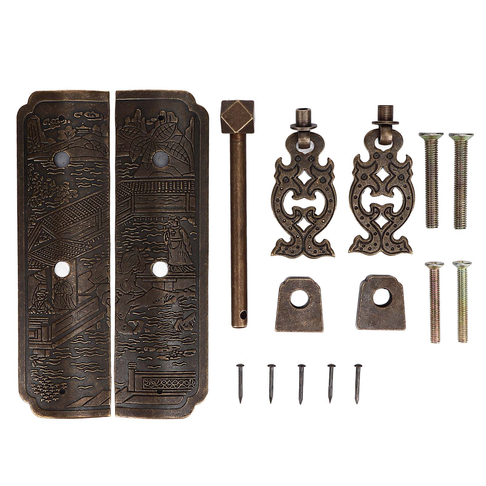 Antique Drawer Pendant Pulls Beautifully Engraved High Hardness Brass Book Cabinet Pull Handle for