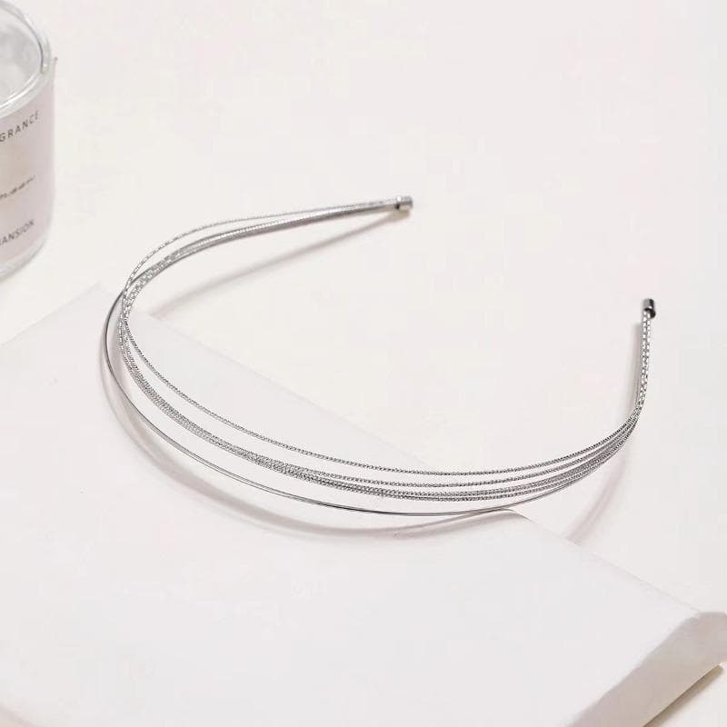 Exquisite Elegant Headband Women Multilayer Metal Hair Hoop Fashion Temperament Hair Band Hair Accessories Smooth Head Hoop silver