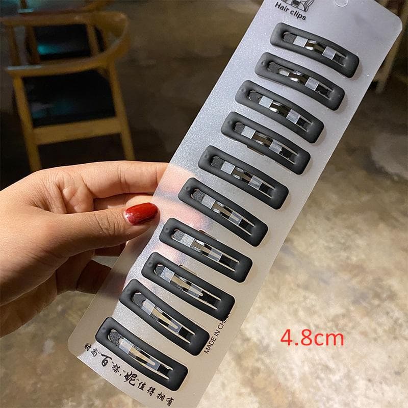 10pcs Korean Matt Black Alloy Hairpin Big Water-drop Geometric Solid Color Bobby Pin Women Make Up Hair Clip Barrettte Non-slip