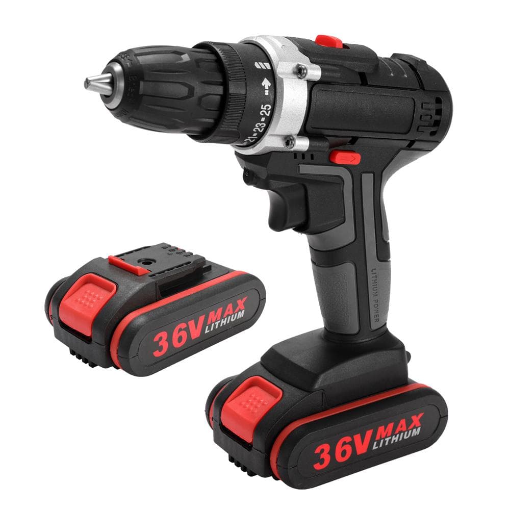 36V Multifunctional Electric Impact Cordless Drill High-power Lithium Battery Wireless Rechargeable EU 2pcs battery