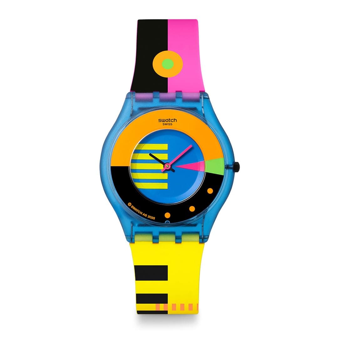 Swatch Skin Classic Biosourced Neon Yellow Watch, Flumotions, SS08S101, Unisex, blue