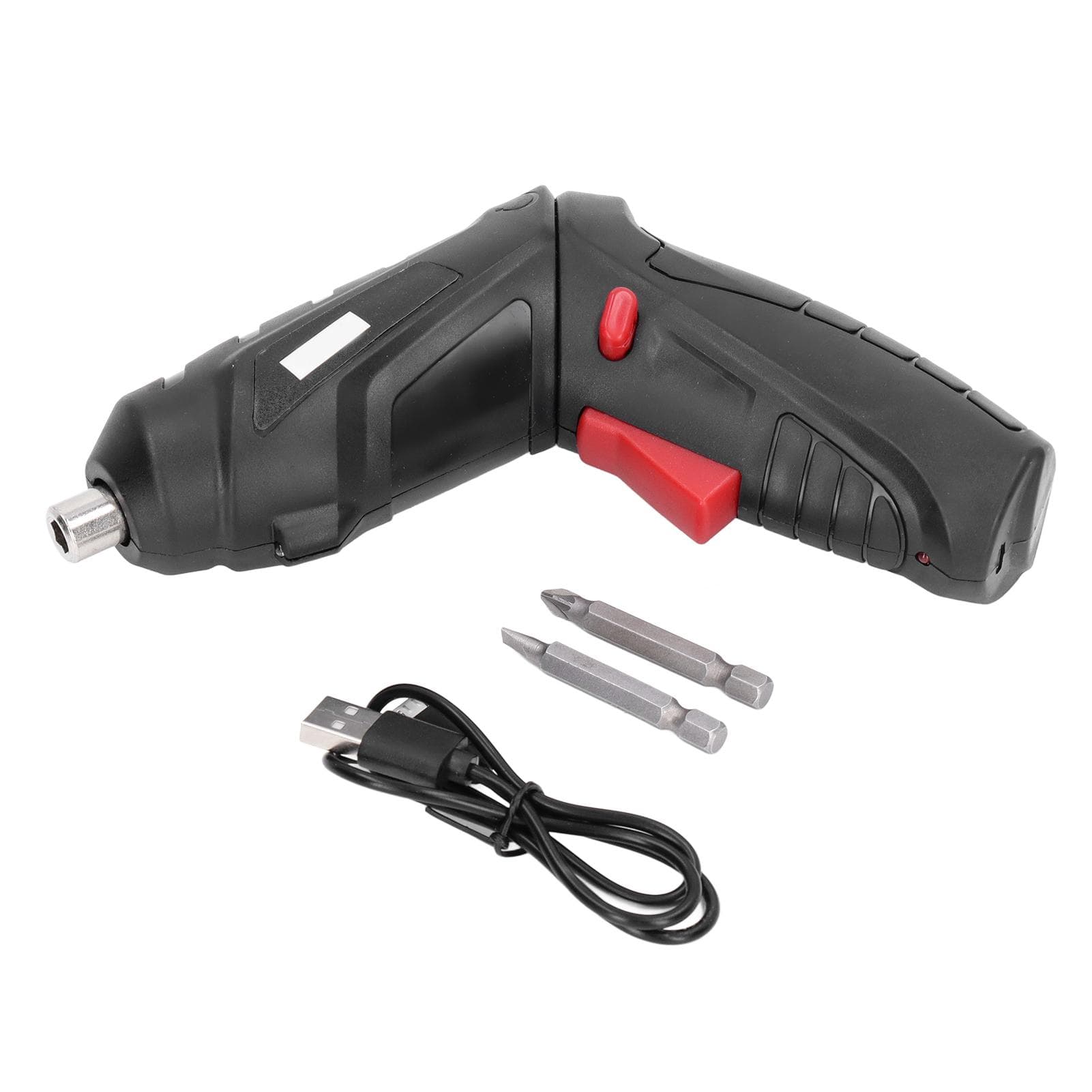 Electric Screwdriver Rechargeable Cordless with 2pcs Bit Tool Set Kit for Drilling Repair White