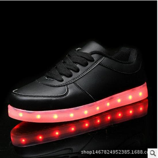 Colorful LED Light-Up Low-Top Sneakers - Casual Korean Style for Men’s Dance and Sports 38 black