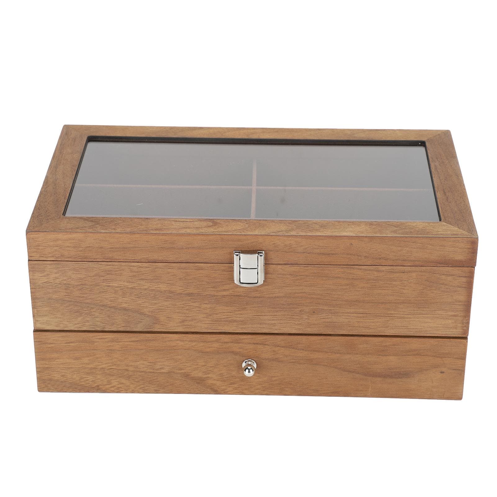 12 Slots Glasses Box Wooden Double Layer Glasses Display Case Box Organizer Decoration