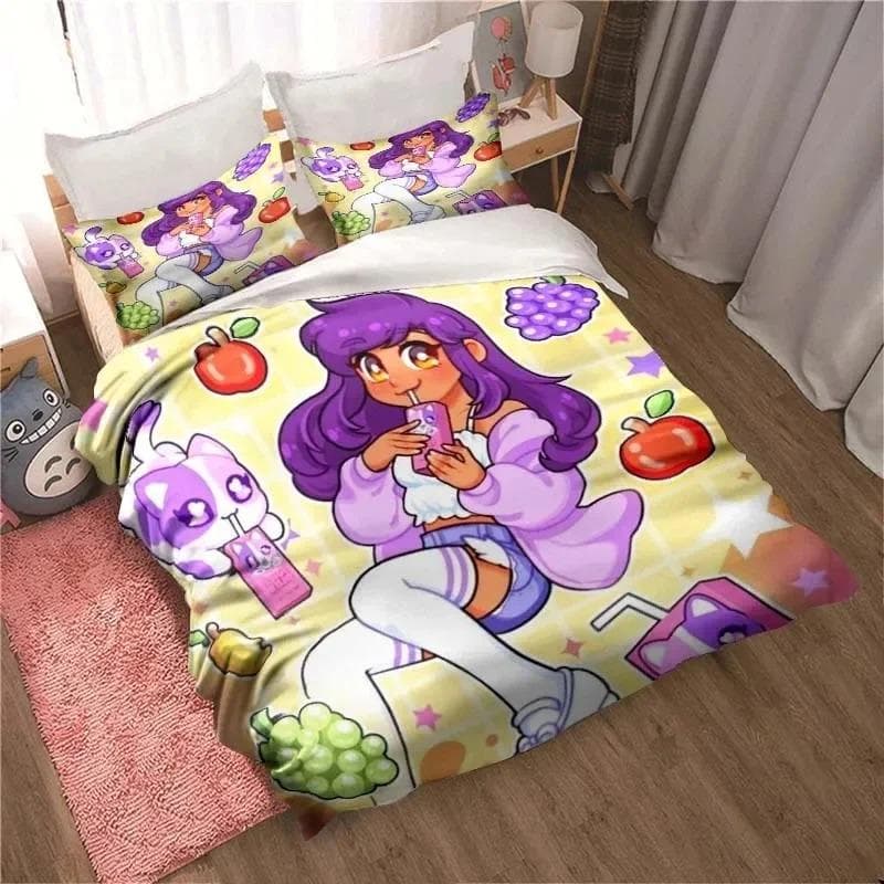 APHMAU Bedding Set Duvet Cover Set Single Double King Size Kawaii Cartoon Aphmau Adult boys Bedroom Duvet Cover and Pillow Case 70x133cm 2pcs