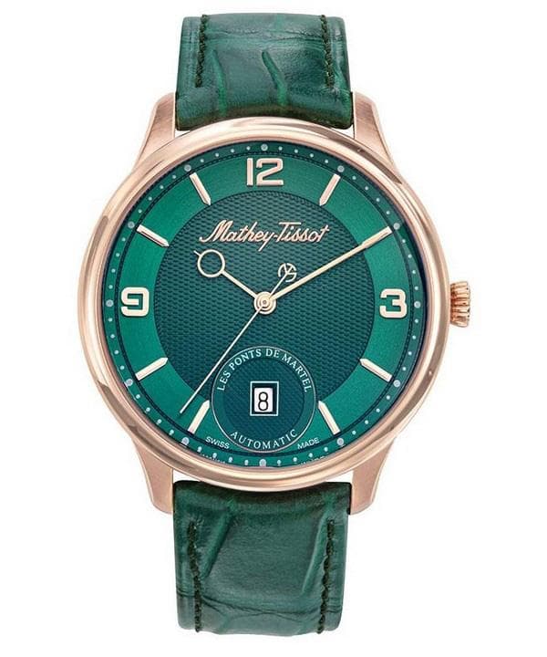 Mathey-Tissot Edmond Auto 3D Leather Strap Green Dial Automatic AC1886PVE Men's Watch green