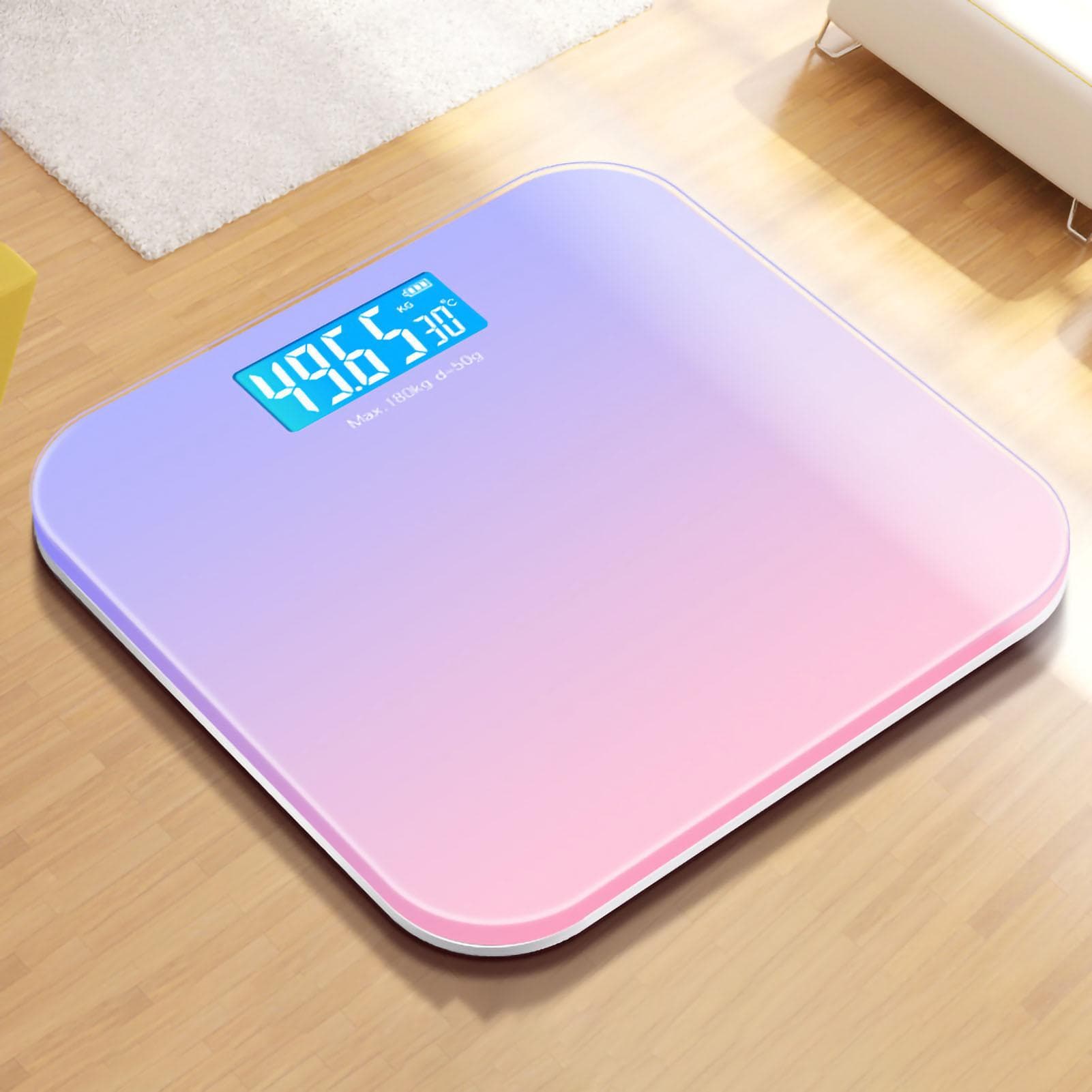 Digital Weight Scale Tempered Glass Smart Accurate Measurement Digital Weight Scale for Home Use LCD Gradient Purple