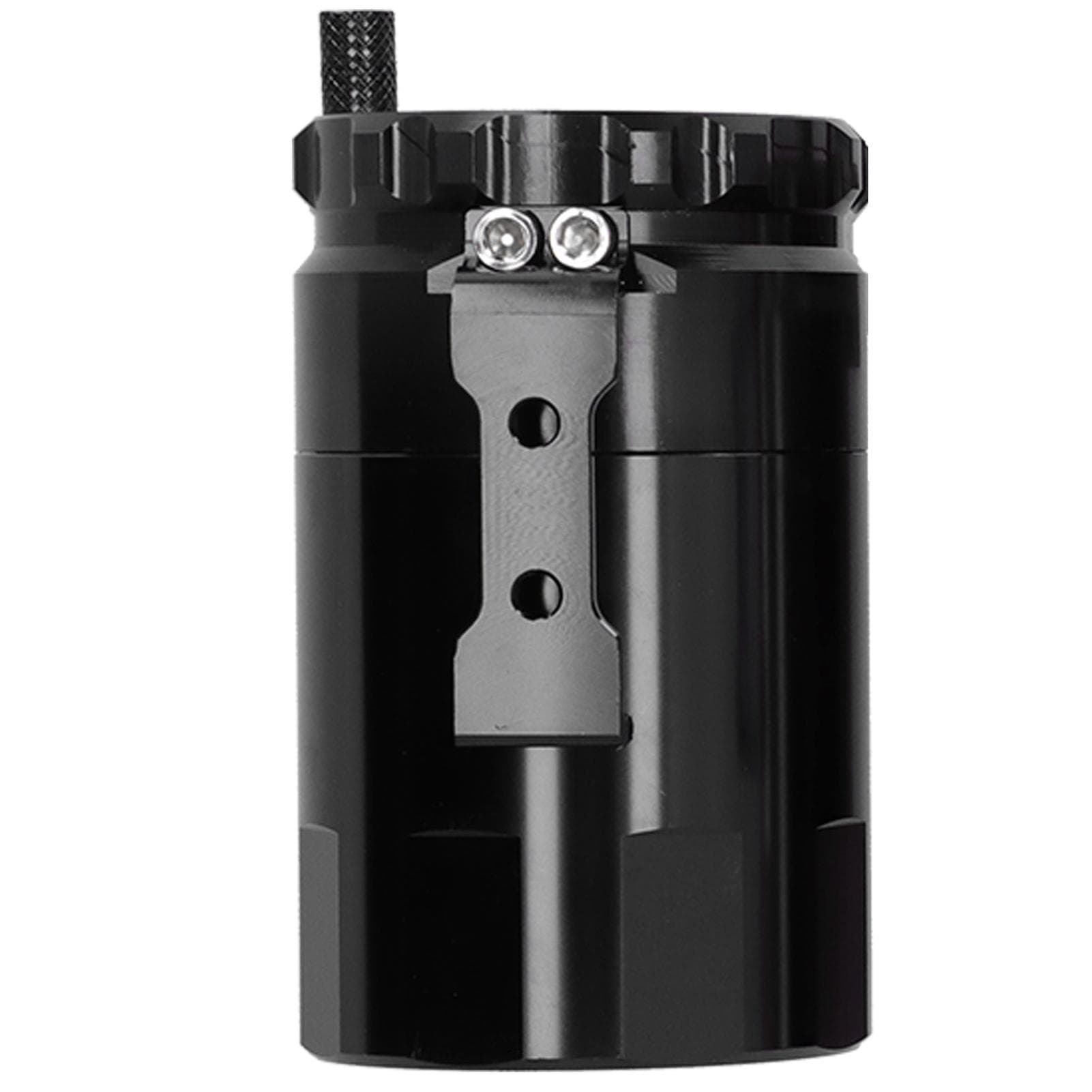 Universal Auto Oil Catch Can Breather Reservoir with Mounting Parts Aluminium AlloyBlack black