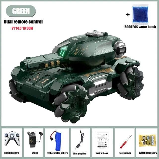 New 2.4G RC Car Children Toys for Kids 4WD Remote Control Car RC Tank Gesture Controlled Water Bomb Electric Armored Toys for Boys Gift Remote control + gesture remote control green