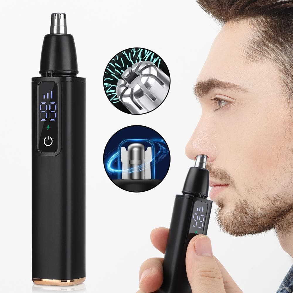 Electric Nose Hair Clipper Rechargeable Automatic Shaving Nose Trimmer Unisex Professional Washable Painless Nose Hair Trimmer black