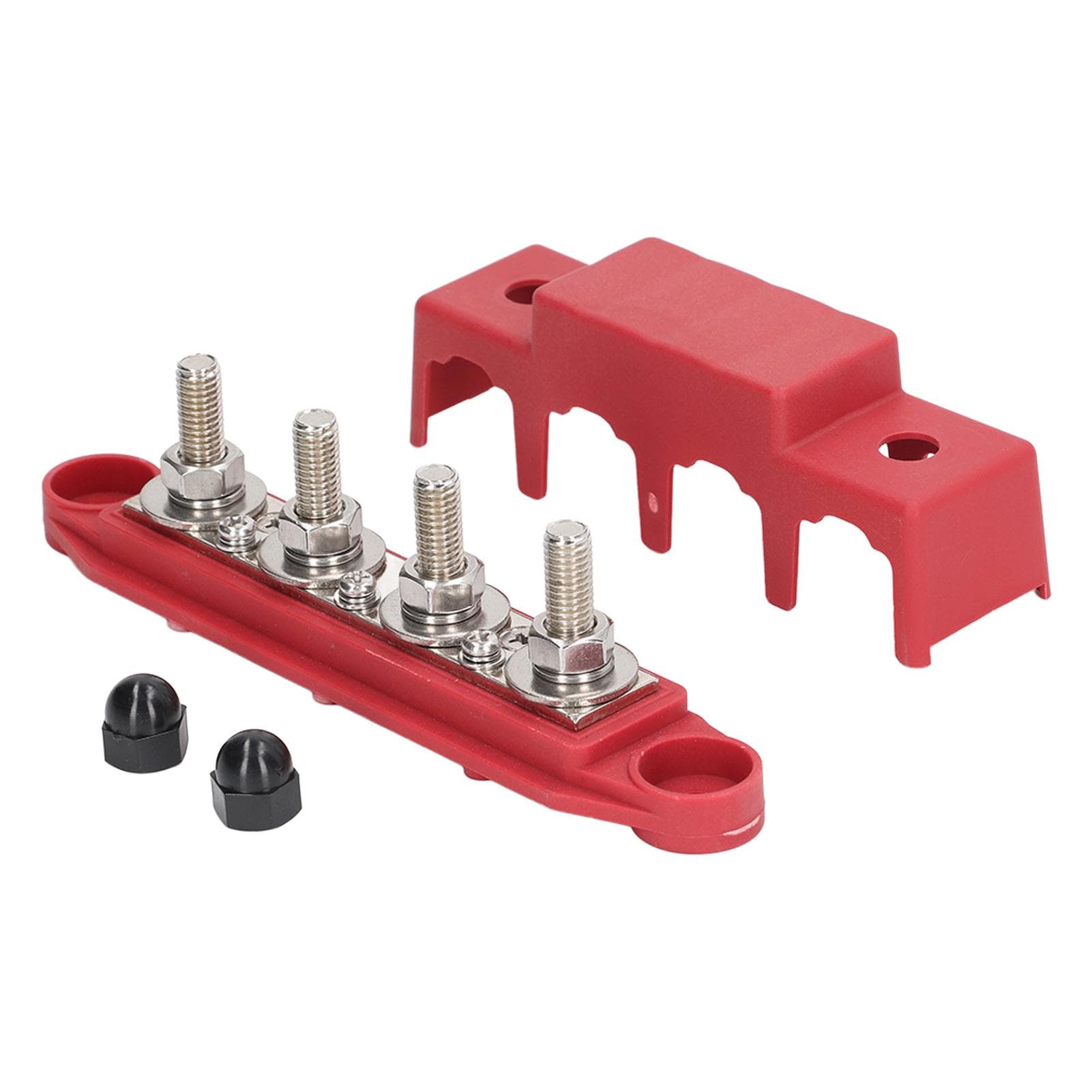 4 Stud Power Distribution Block with Cover 38in Marine Busbar for RVs Boats Trailers 12?48V Red