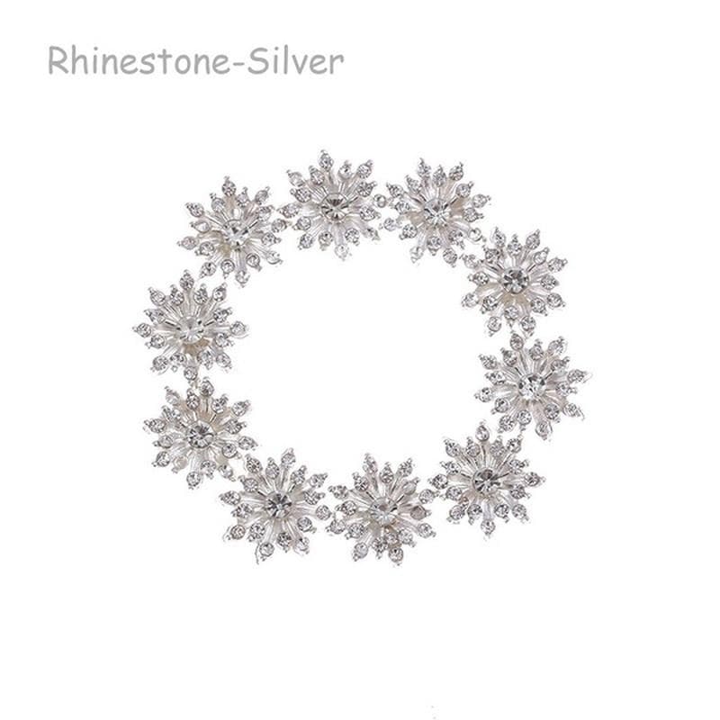 10PCS 16mm Snowflake Metal Vintage Buttons DIY Craft Sewing Flatback Plating Accessories Rhinestone-silver