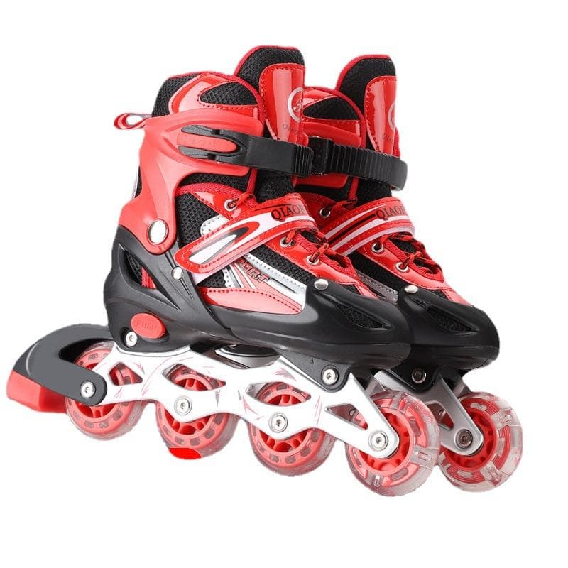 PVC Children's Skates Universal Roller Skates Adult Pulley Speed Skating Roller Skates Sliding Runaway Shoes L (size 38-41) red