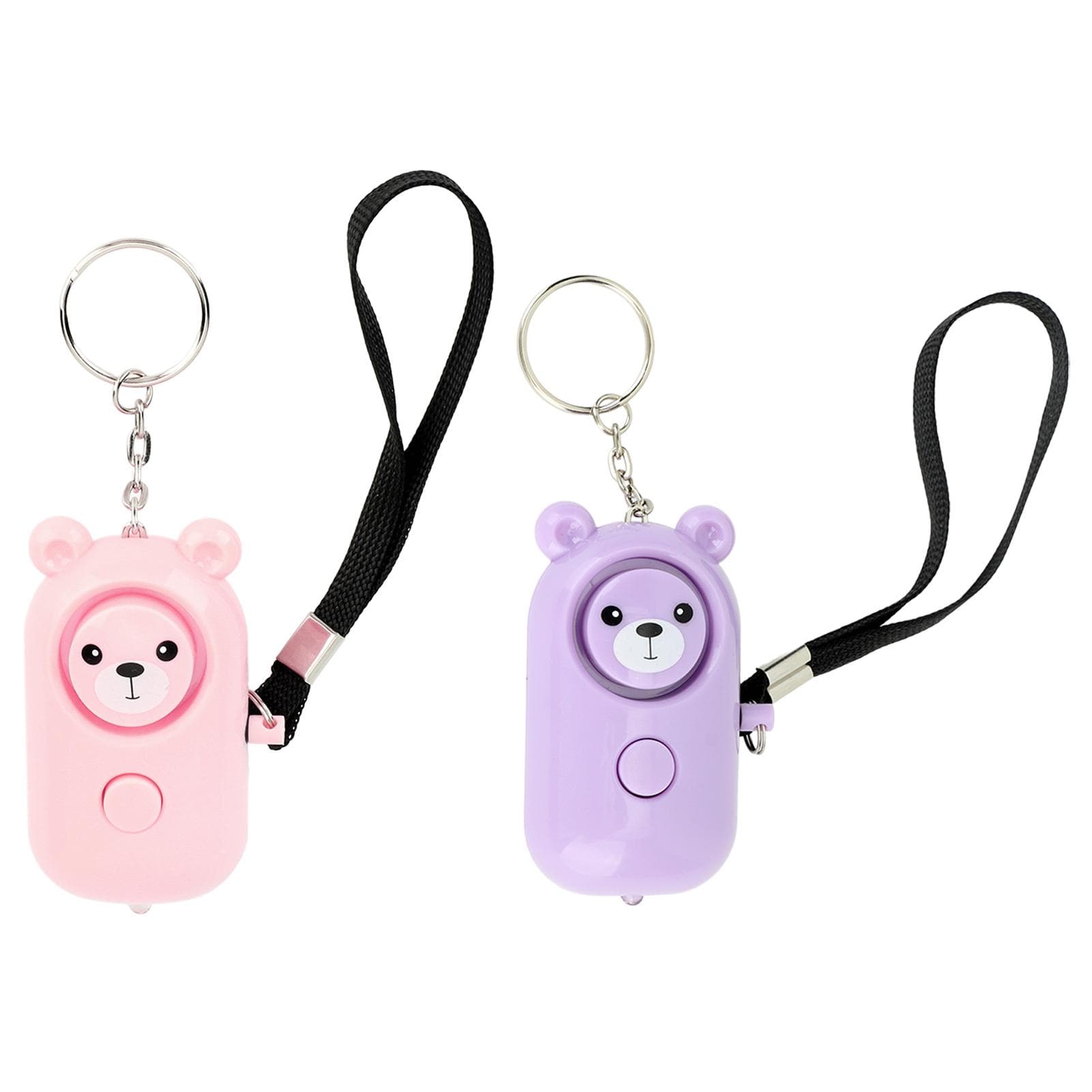 2PCS Safety Alarm Bear Style Emergency Alarms Keychain Protection Devices for Women Girls Kids pink