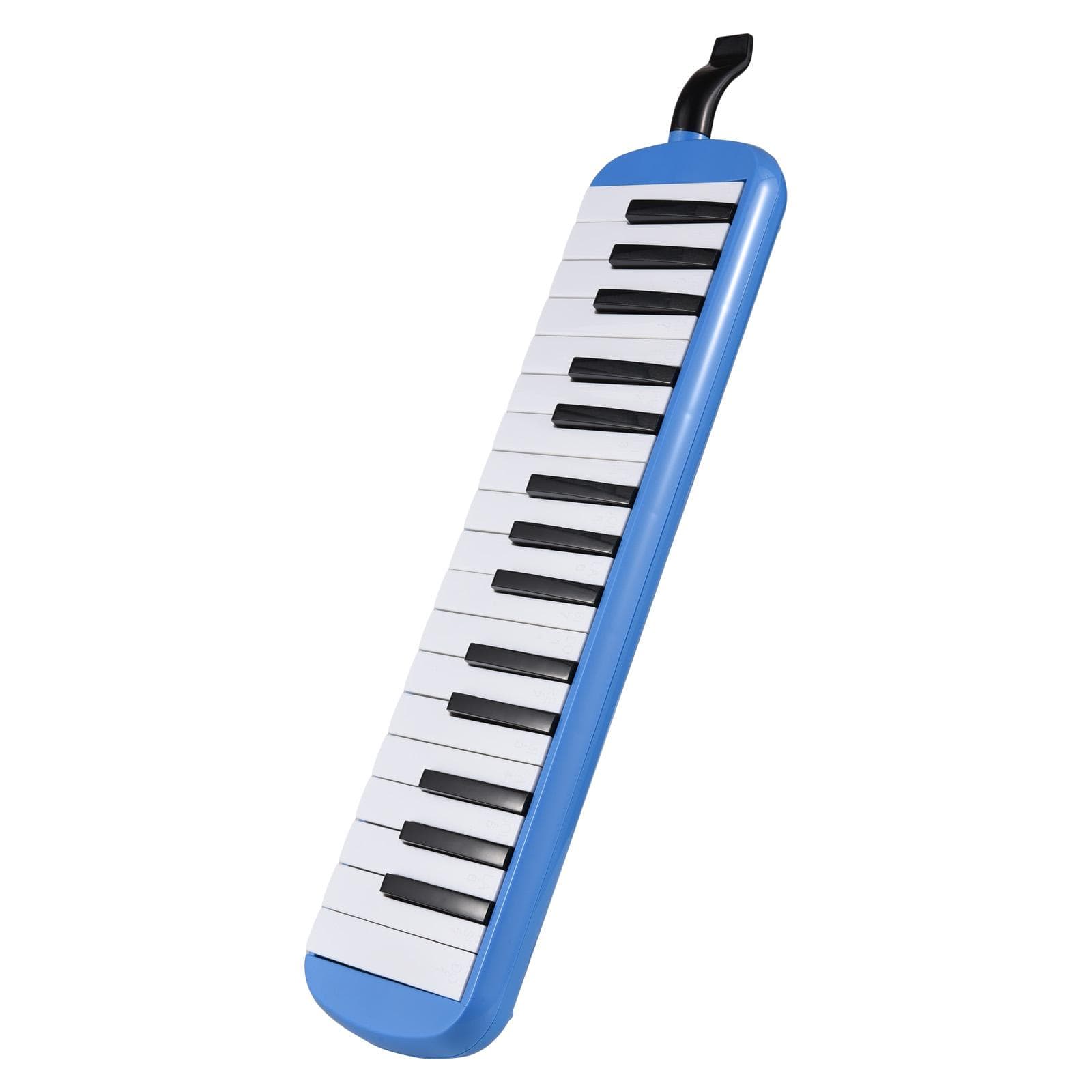 32 Keys Melodica Instrument Melodica Air Piano Keyboard with Soft Blow Pipe Blowing Nozzles blue