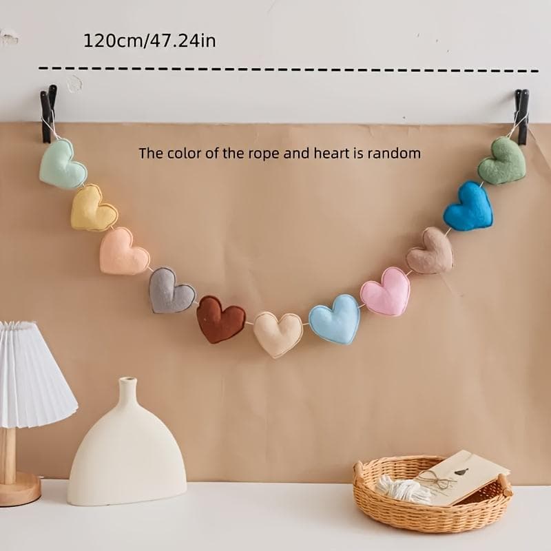 11pcs Heart Room Decor, Colorful Rope Hearts Shaped Hanging Decor, Home Decor, Room Decor, Wall Decor, Bohemian Style