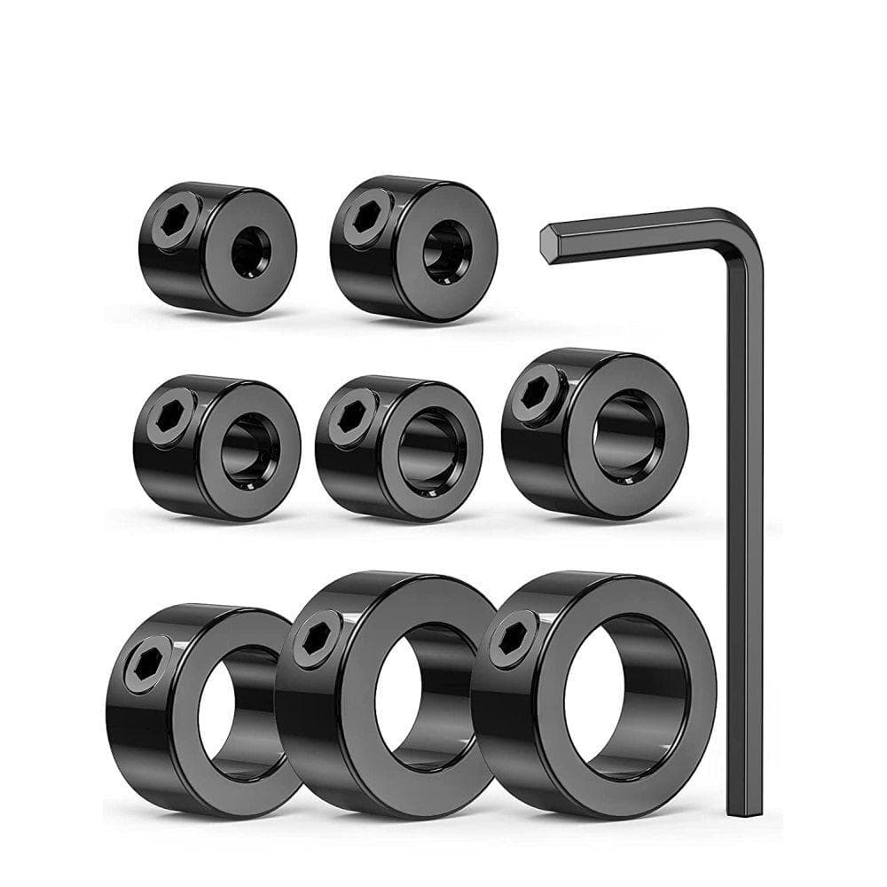 Drill Depth Stop Bit Collar Set Adjustable Positioner Limit Ring Allen Wrench Tighten The Stopper Set-Screws Woodworking Tool