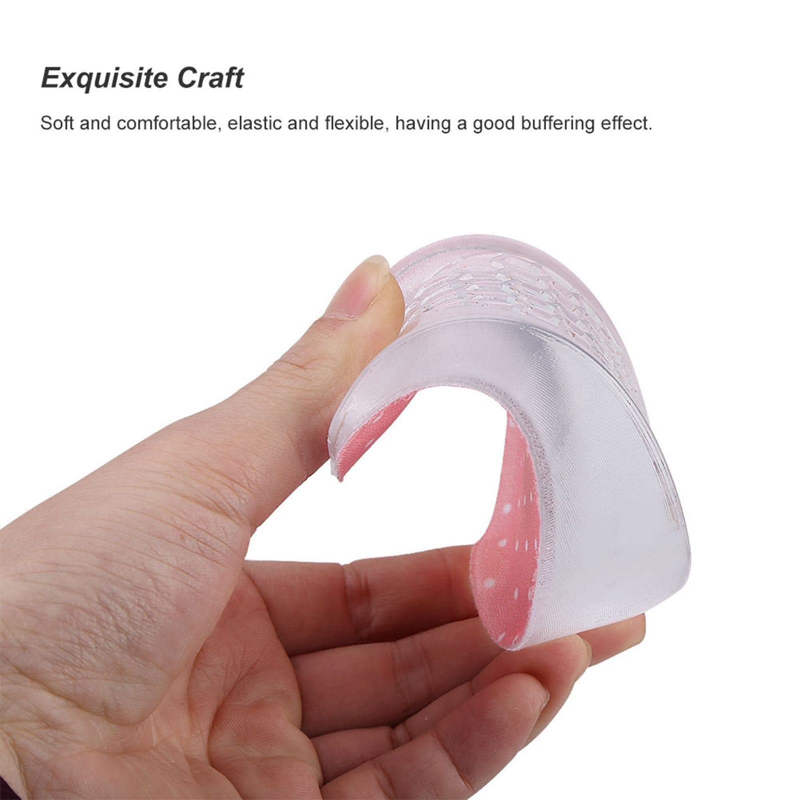 3.5cm Silicone Gel Adhesive Insoles Height Increase Heel Pads Pink polka dots 1.5cm pink