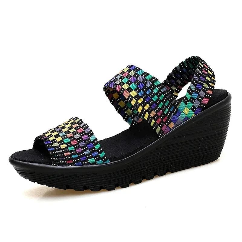 Wedge Platform Weave Sandals Fashion Peep Toe Comforty Breathable Mom Shoes Female Casual Thick Bottom Sandalias Mujer 2024 41