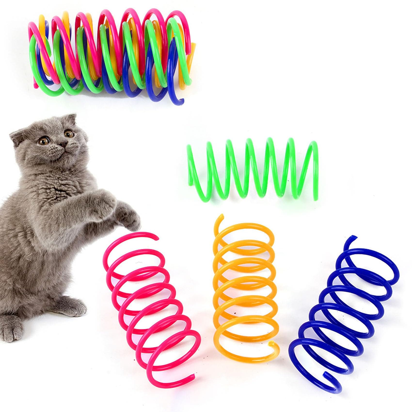 LeTradeJP Cat Toy 20 4 Cat Spring Relieve Lack of Relieve Wisdom For Cat Pet Supplies Spring, Pieces, Colors, Toy, Exercise, Stress, Training, Play,