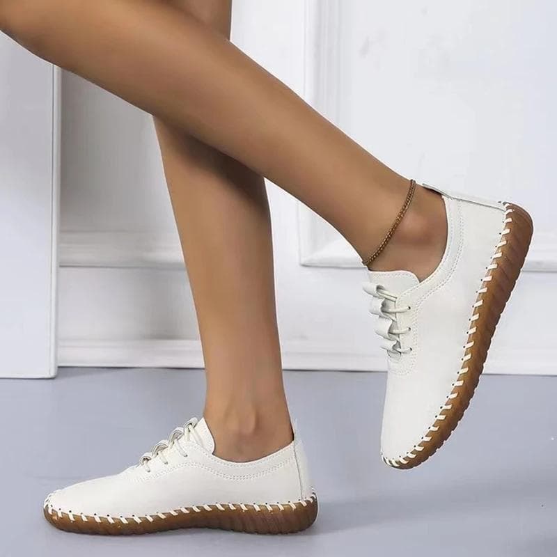 Sneakers Women Shoes Platform Loafers Lace Up Leather Flats Trend Spring Casual Mom Shoe Mujer Zapatos Chaussure Femme 40
