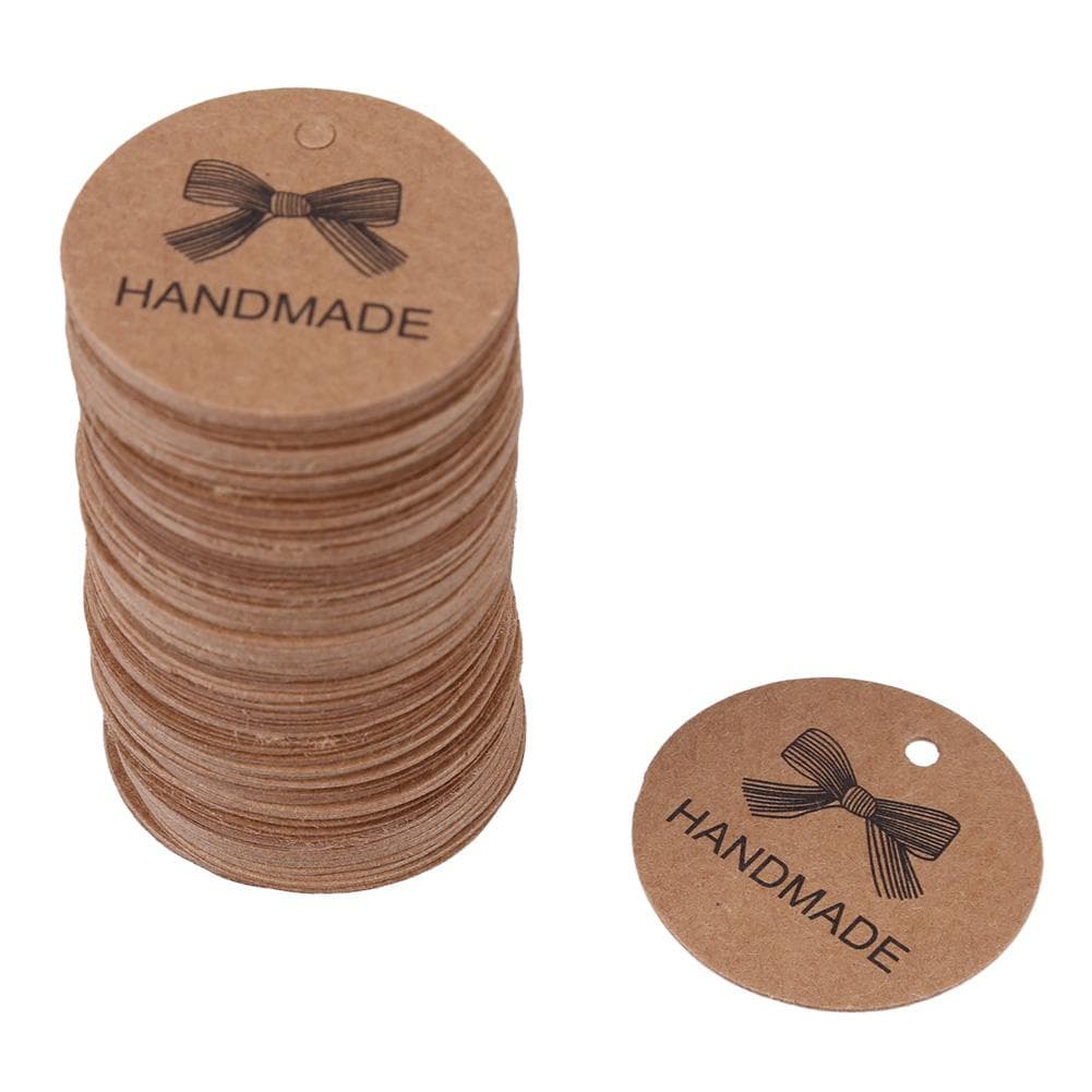 100pcs Brown Handmade Hang Label Wedding Favor Gift Dessert Tags Jewelry Price Tag #5
