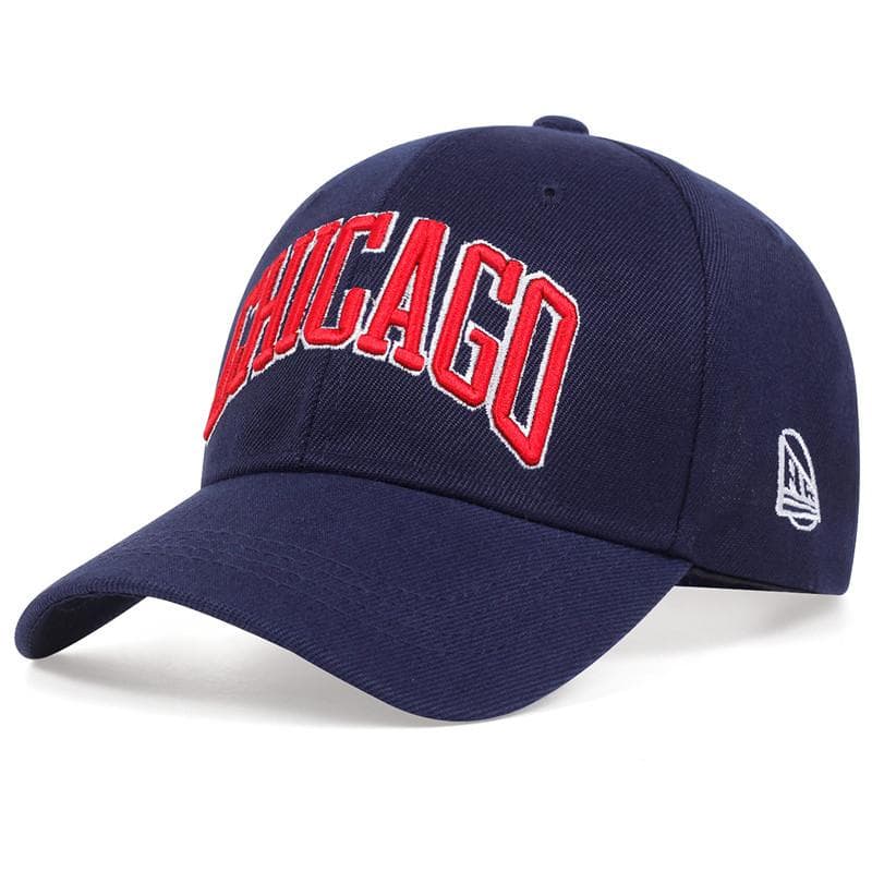 cap hat Letter CHICAGO Baseball Cap Men Women Spring Summer Cotton Unisex baseball Snapback Hat Hip Hop Trucker Caps Gorras Adjustable navy blue