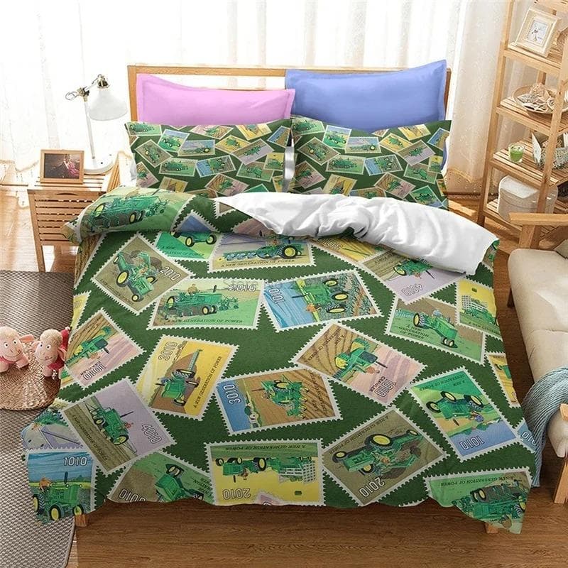 Farm Tractor 3d Bedding Set Duvet Cover Set with Pillowcase Home Textile Twin Full Queen King Bedclothes for Family Home Decor AU Single 140x210cm