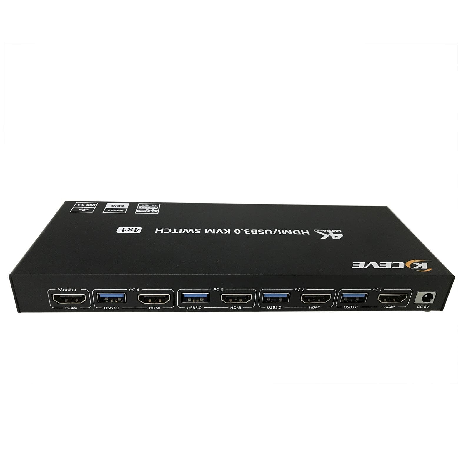 KVM Switch 2 Monitors 24 Computers KC-KVM401A USB 3.0HDMI KVM black
