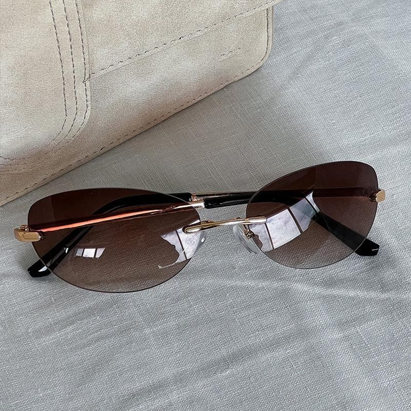 Trendy Rimless Sunglasses Women Men Futuristic Retro Punk Y2K Pink Mirror Shades Eyewear Unisex Sun Glasses As shown