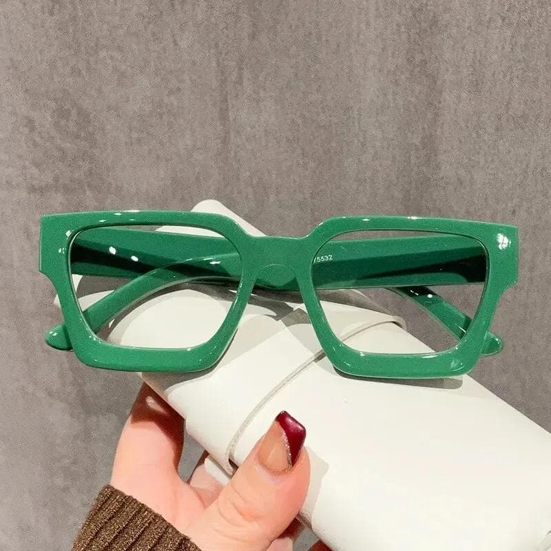 Texture Thick Edge Square Frame Anti Blue Light Glasses Street Wear Flat Mirror European American Style