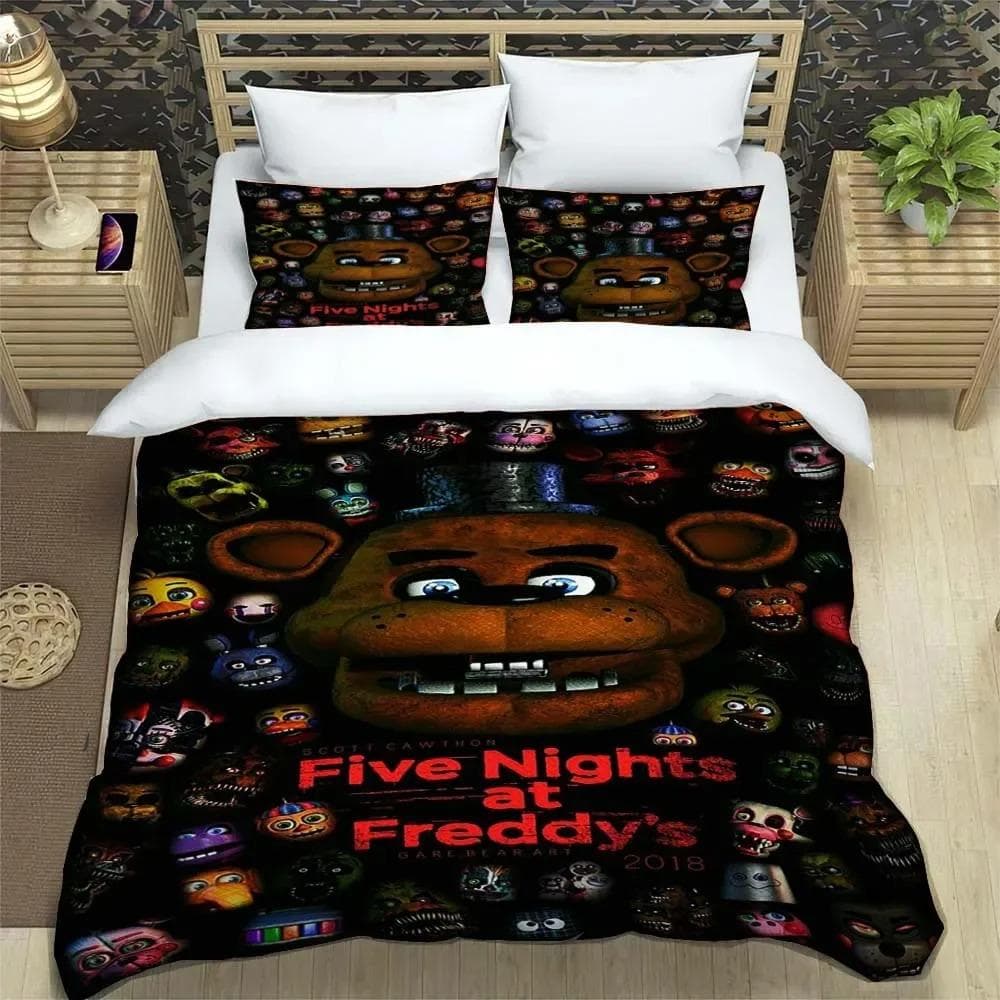 F-Five-Nights At Freddy´s FNAF Bedding Sheet Set King Twin Double Boys Bedding Mircofiber or Polyester Duvet Cover 150x200cm 3pcs