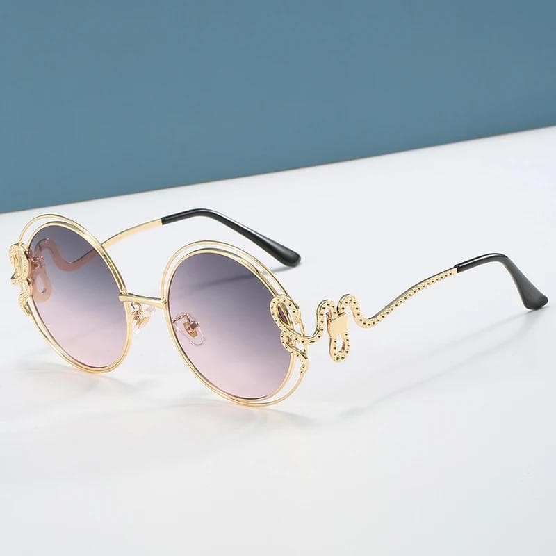 Luxury Designer Vintage Round Sunglasses Women Animal Mirror Trendy Shades Rays Party Travel Lady Glasses Fashion Outdoor