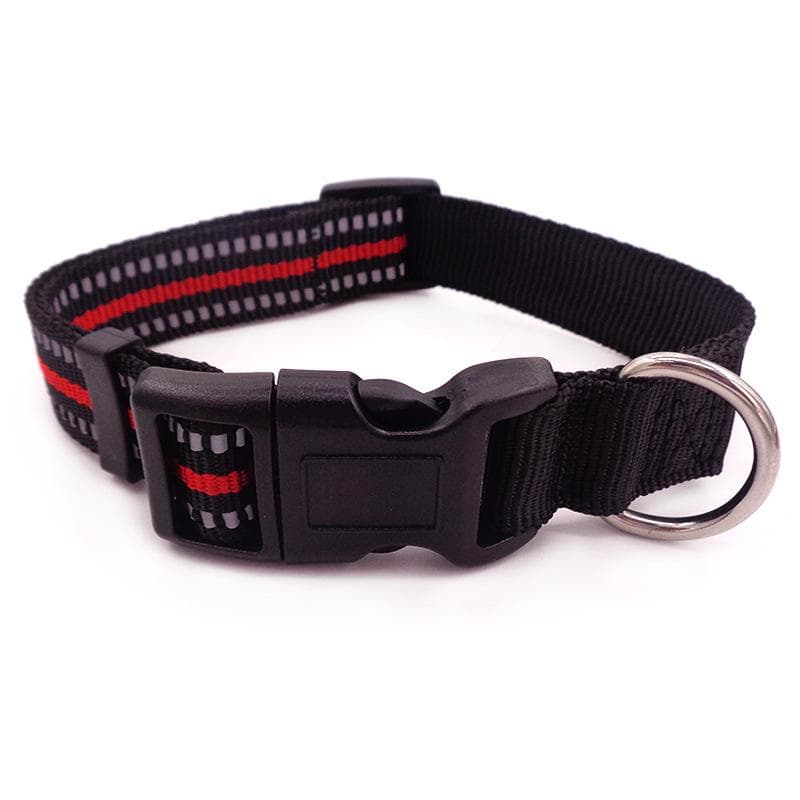 Reflective Dog Collar Cat and Dog Collar Nylon Reflective Collar Pet Collar M red