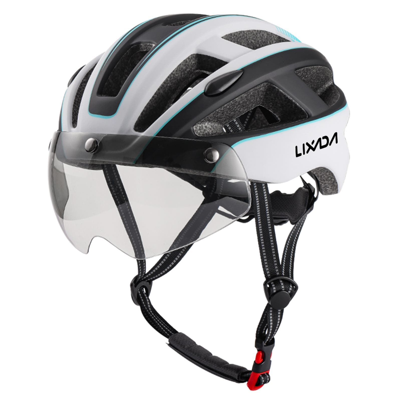 Mountain Bike Helmet Cycling Helmets with Detachable Magnetic Goggles and Rear Light white/black