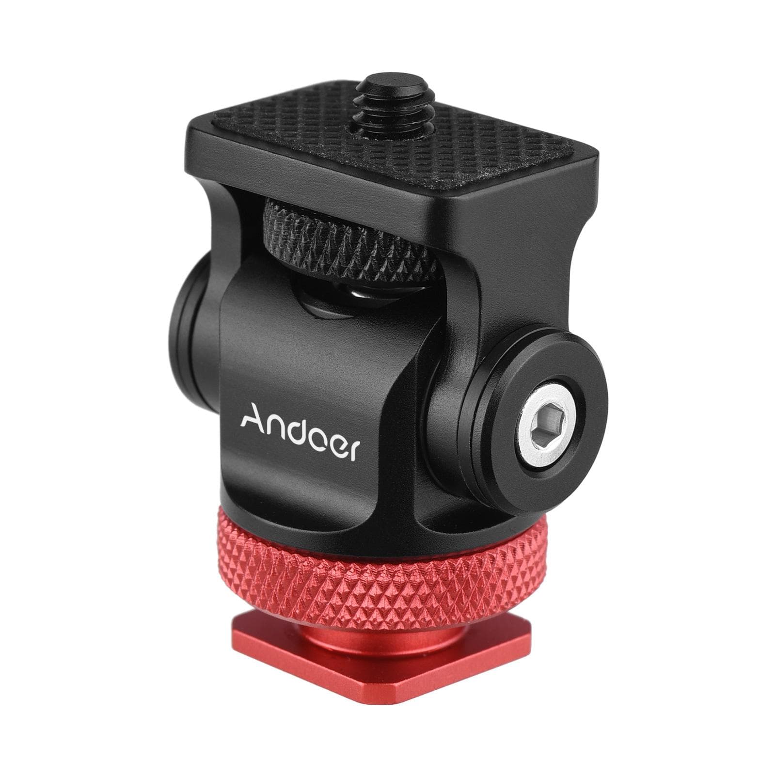 Andoer 360 degrees Rotatable Camera Monitor Cold Shoe Mount Adapter Head with 1/4-inch Interface Allen red