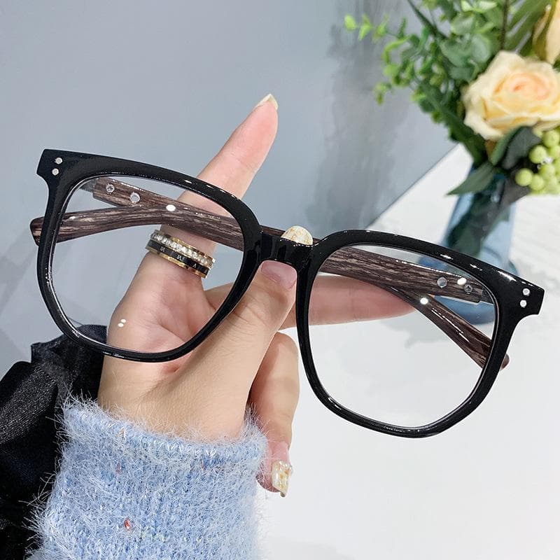 New Wood Grain Anti Blue Light Glasses for Men Retro Large Frame Trendy Eyewear Casual Versatile 1PC