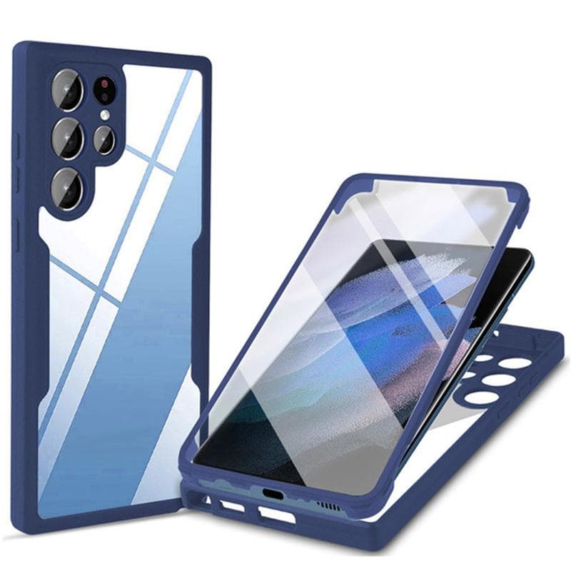 360 Double Front Back Soft Phone Case For Samsung Galaxy S22 Ultra S21 Plus A23 A33 A53 A73 A22 A13 A12 A51 A71 M32 4G 5G Max Transparent Full Cover Samsung Galaxy A13 4G blue