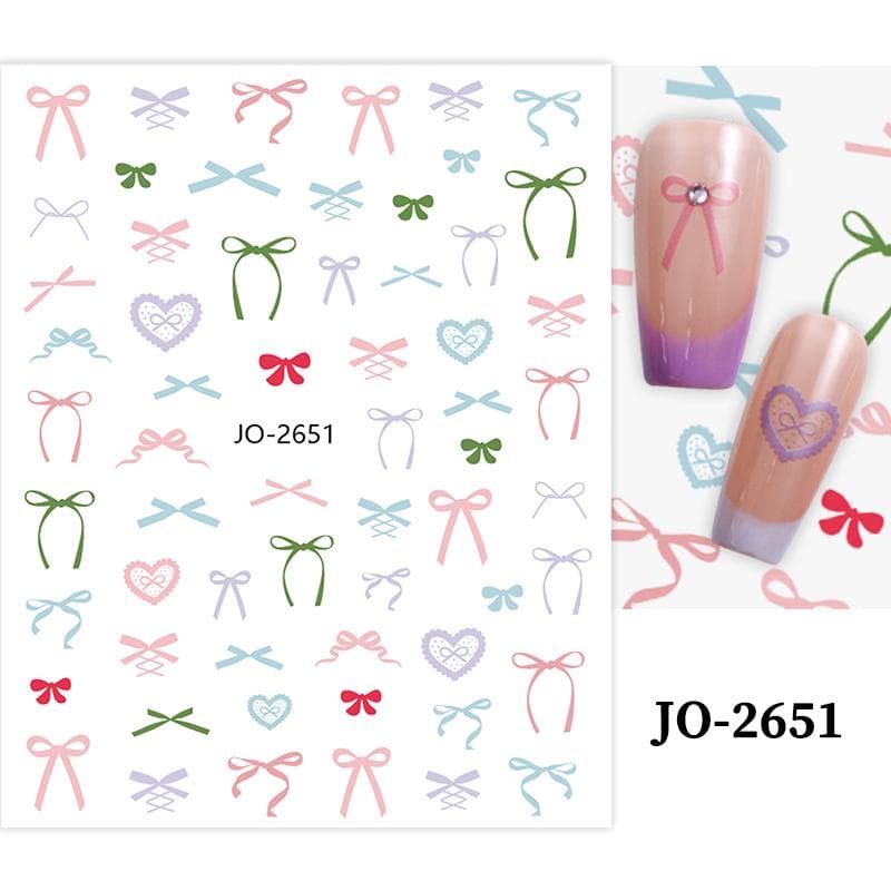 White Pink Mini Bowknot Design 3D Nail Art Sticker Self Adhesive Lace Ribbons Bowtie Butterfly Decals Nail Art Decoration