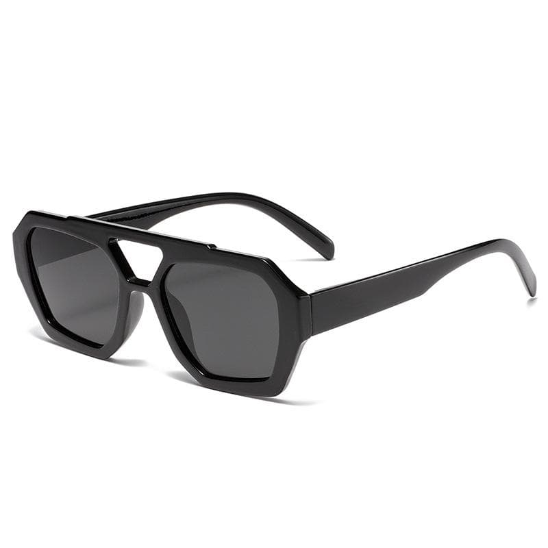Vintage Square Sunglasses for Women Men Thick Frame Double Bridges Fashion Chic Polygon Glasses Leopard Shades As shown