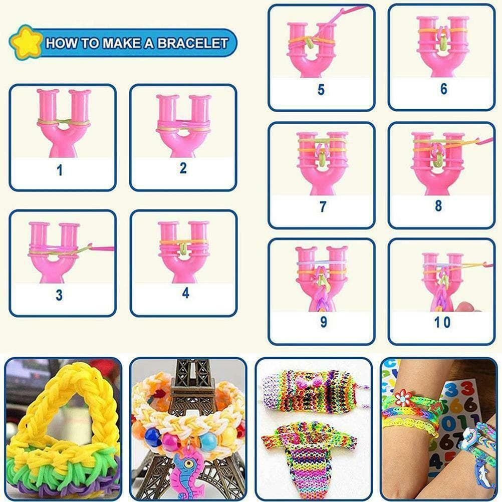 Rainbow Rubber Bands Kit DIY Bracelet Making Kit DIY Crafting Tools for Kids Children and Adult